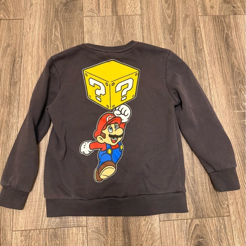 Super Mario Bros Boys Pullover Crewneck Sweatshirt Gray Size 8-9 Years - Picture 4 of 5
